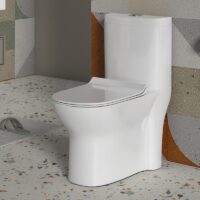 NAIROBI One-Piece Floor Mounted Toilet | Ceramic Western Bathroom Commode with 3D Silent Flush Technology| Glaze Trap | White | S-Trap 220mm