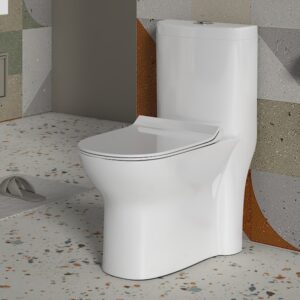 NAIROBI One-Piece Floor Mounted Toilet | Ceramic Western Bathroom Commode with 3D Silent Flush Technology| Glaze Trap | White | S-Trap 220mm